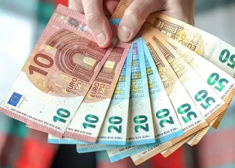 Euro en chute libre face au dinar algérien : pourquoi cela inquiète Main tenant des billets d'euros de différentes valeurs.
