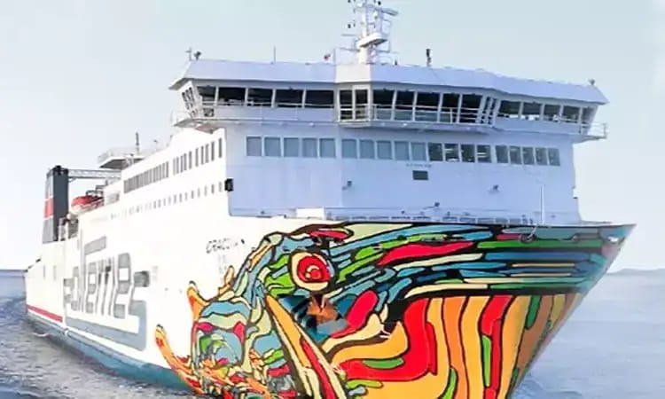 Ferry Nouris Elbahr avec design artistique coloré sur la coque.