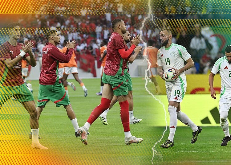 Maroc vs Algérie : Incroyable polémique des ballons volés à la CAN 2025 Joueurs marocains et algériens lors d'un match de football intense.