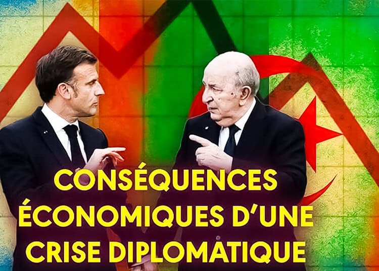 Deux hommes en discussion avec graphique de crise en arrière-plan.