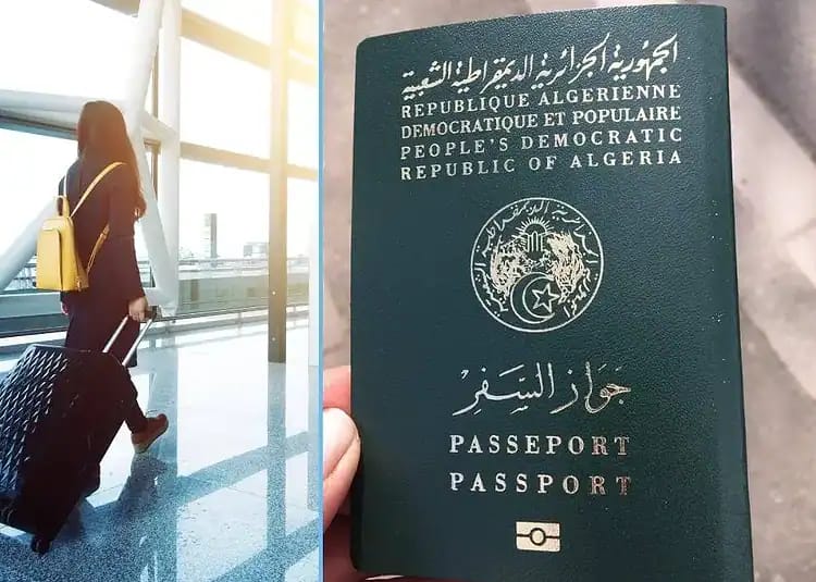 Aéroport d'Alger : faux passeport, voyageur intercepté Passeport algérien vert avec texte en arabe et français.