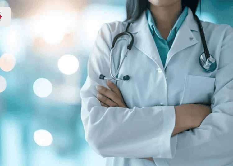 Médecins maghrébins en France : sous-payés et menacés Médecin algérien en France avec stéthoscope, symbole de profession médicale.