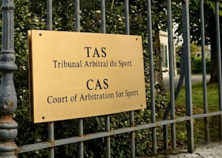 Panneau du TAS à Casablanca, Maroc, pour arbitrage sportif.