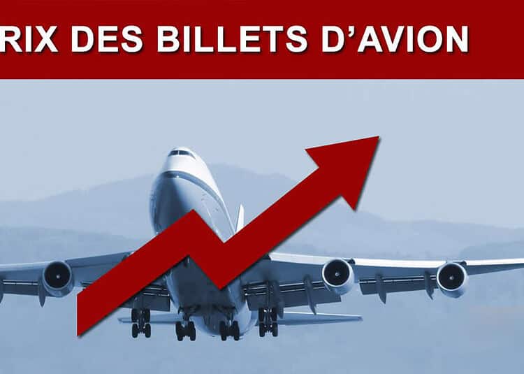 Air France augmente encore ses prix sur Montréal-Alger Avion en vol avec flèche indiquant une augmentation des prix.