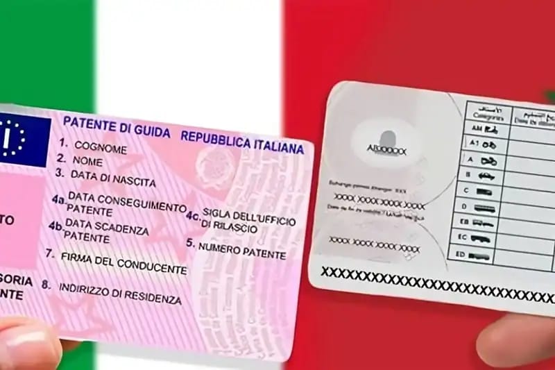 Permis de conduire italien et algérien côte à côte.