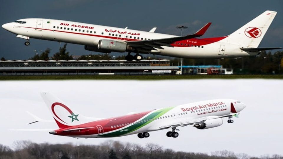 Air Maroc accuse du retard sur Air Algérie, selon un député du Royaume Chérifien Avion d'Air Algérie en vol, contexte de conflit aérien.